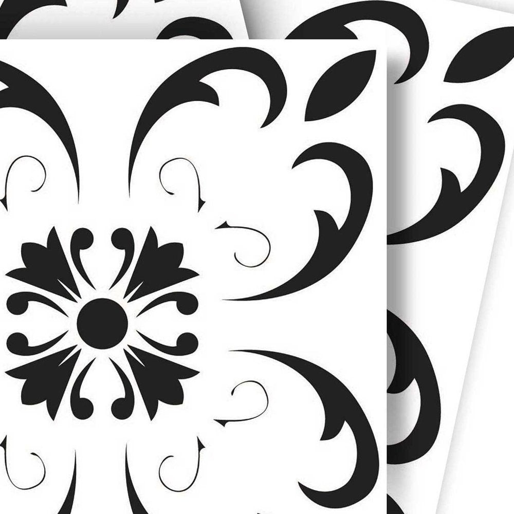 4" X 4" Black and White Delia Peel and Stick Removable Tiles HomeRoots