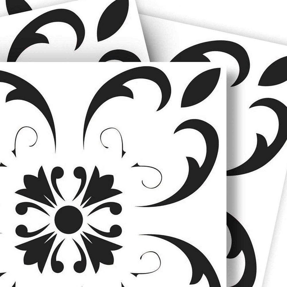 4" X 4" Black and White Delia Peel and Stick Removable Tiles HomeRoots