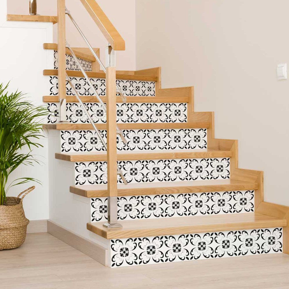 6" X 6" Black and White Delia Peel and Stick Removable Tiles HomeRoots