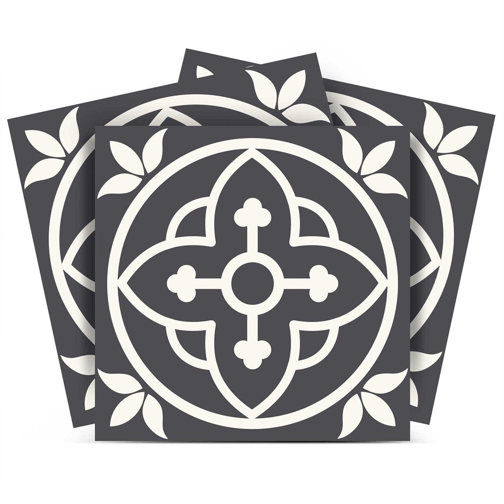 4" X 4" Tulipa Gray and White Peel and Stick Removable Tiles HomeRoots