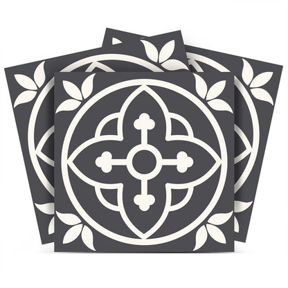 4" X 4" Tulipa Gray and White Peel and Stick Removable Tiles HomeRoots