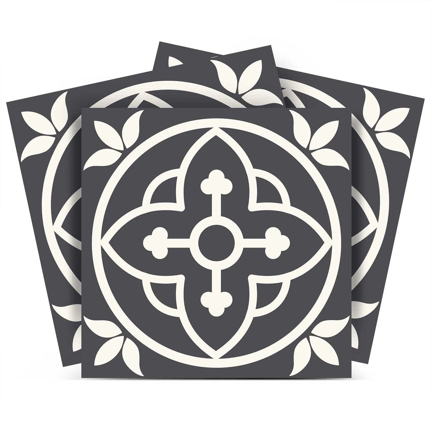 4" X 4" Tulipa Gray and White Peel and Stick Removable Tiles HomeRoots