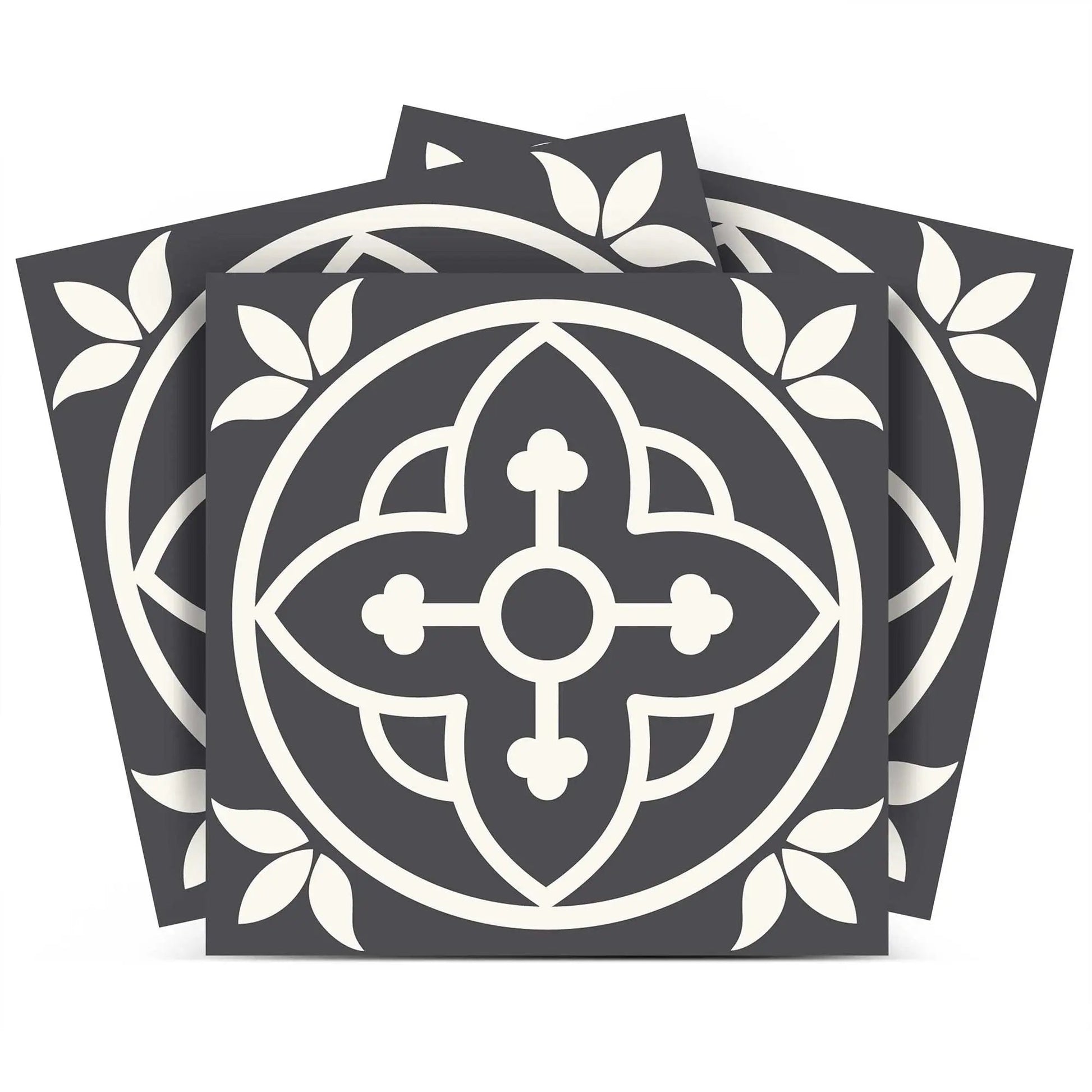 4" X 4" Tulipa Gray and White Peel and Stick Removable Tiles HomeRoots