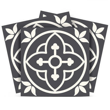 4" X 4" Tulipa Gray and White Peel and Stick Removable Tiles HomeRoots