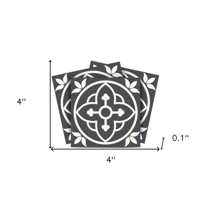 12" x 12" Black And White Vinyl Arabesque Peel And Stick Removable Tiles HomeRoots