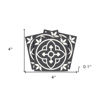 4" X 4" Tulipa Gray and White Peel and Stick Removable Tiles HomeRoots