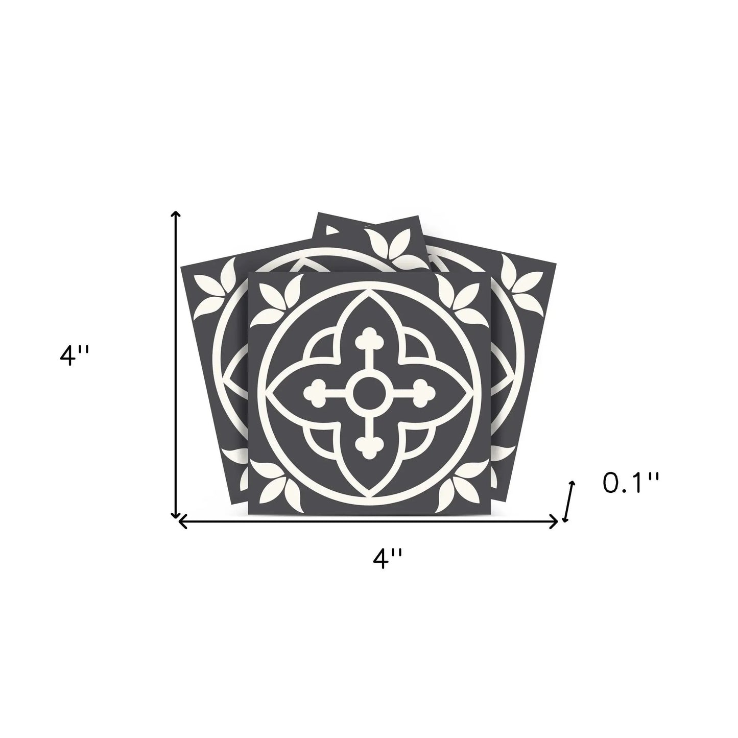 4" X 4" Tulipa Gray and White Peel and Stick Removable Tiles HomeRoots