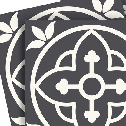 12" x 12" Black And White Vinyl Arabesque Peel And Stick Removable Tiles HomeRoots