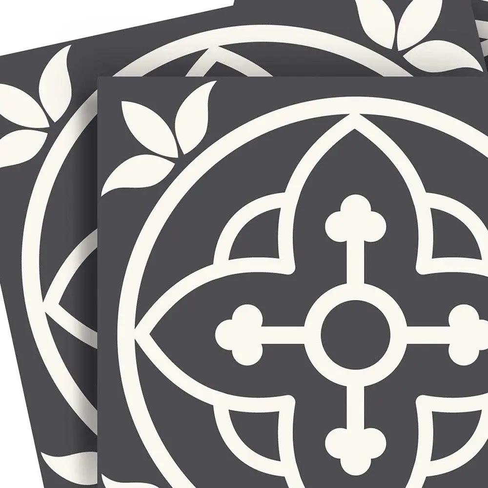 4" X 4" Tulipa Gray and White Peel and Stick Removable Tiles HomeRoots