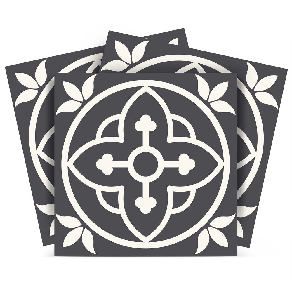 4" X 4" Tulipa Gray and White Peel and Stick Removable Tiles HomeRoots