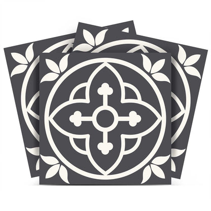 4" X 4" Tulipa Gray and White Peel and Stick Removable Tiles HomeRoots