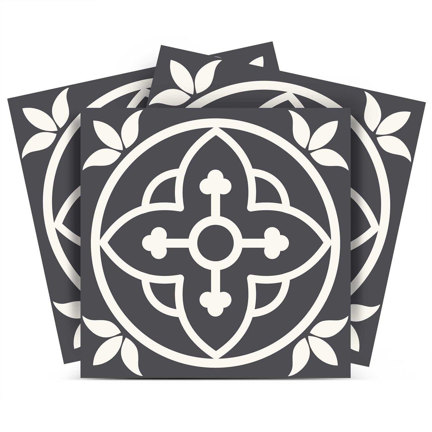 4" X 4" Tulipa Gray and White Peel and Stick Removable Tiles HomeRoots