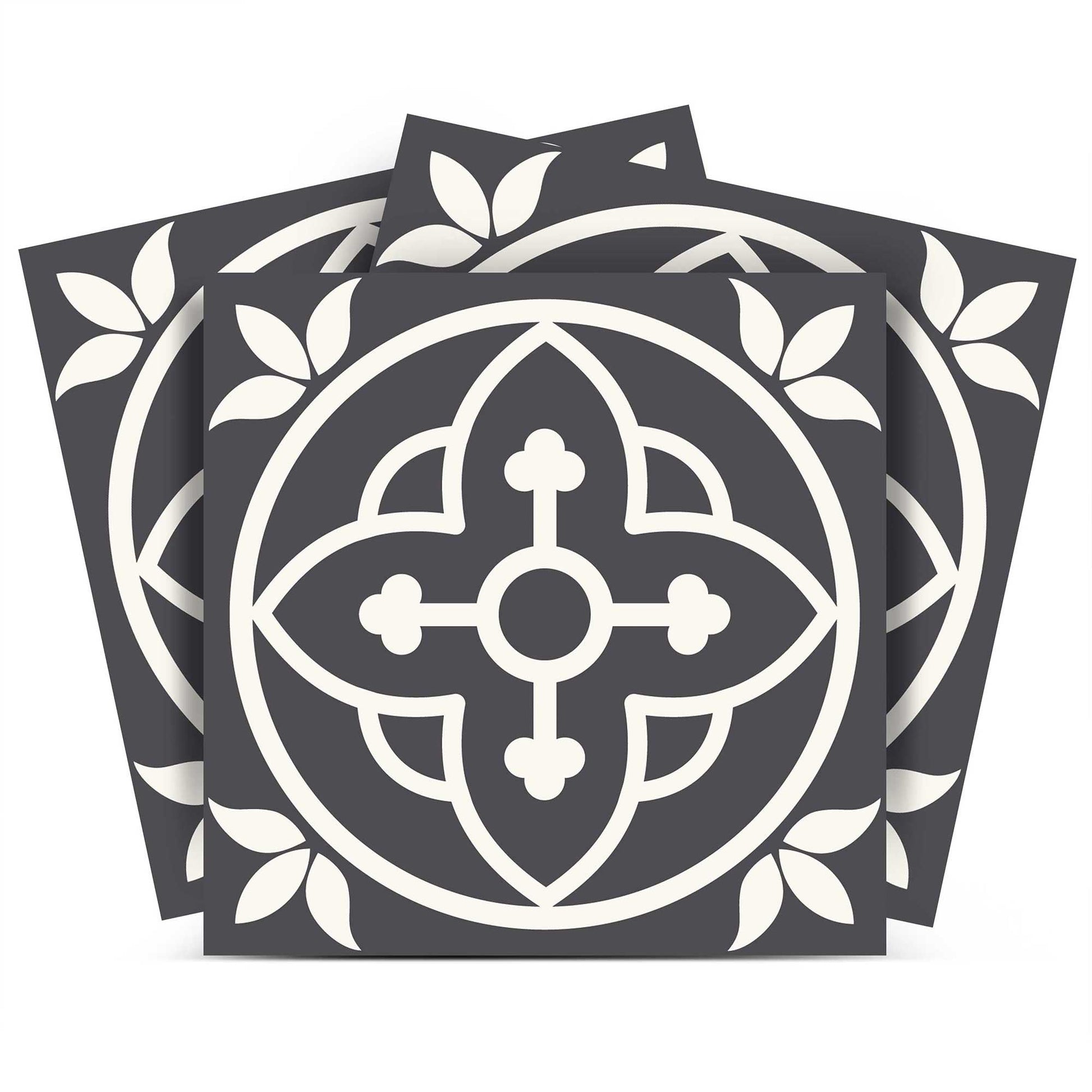 4" X 4" Tulipa Gray and White Peel and Stick Removable Tiles HomeRoots