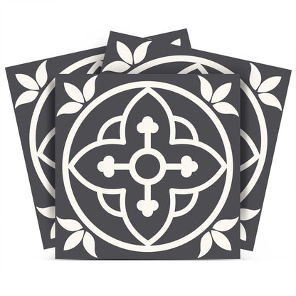 4" X 4" Tulipa Gray and White Peel and Stick Removable Tiles HomeRoots