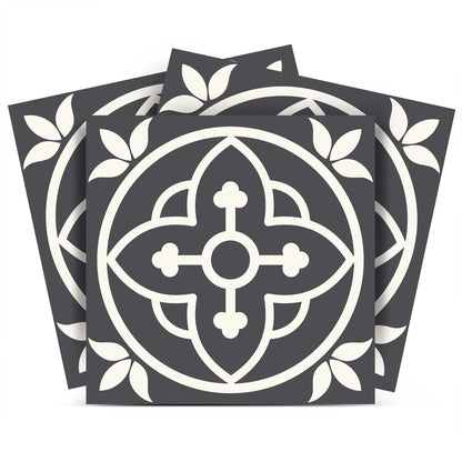 4" X 4" Tulipa Gray and White Peel and Stick Removable Tiles HomeRoots