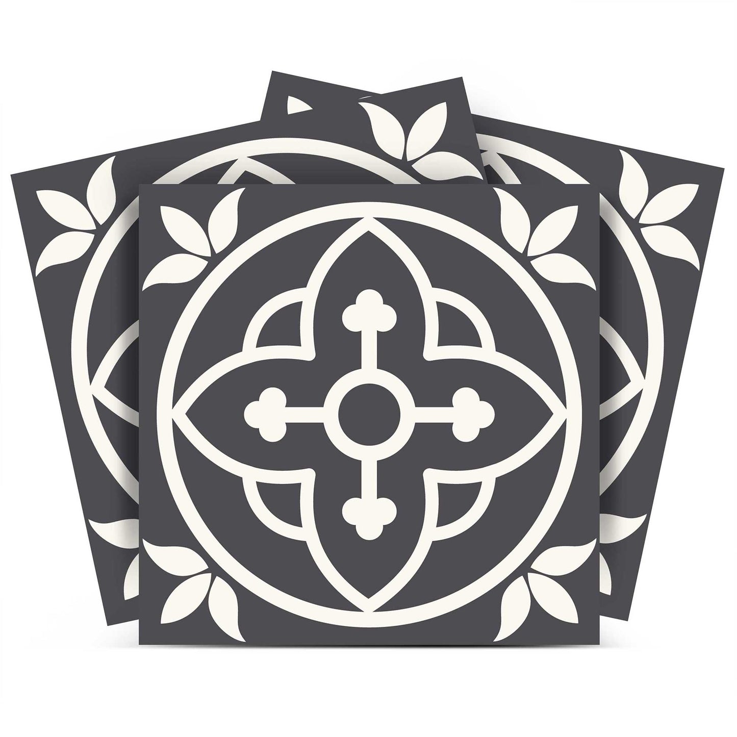 4" X 4" Tulipa Gray and White Peel and Stick Removable Tiles HomeRoots