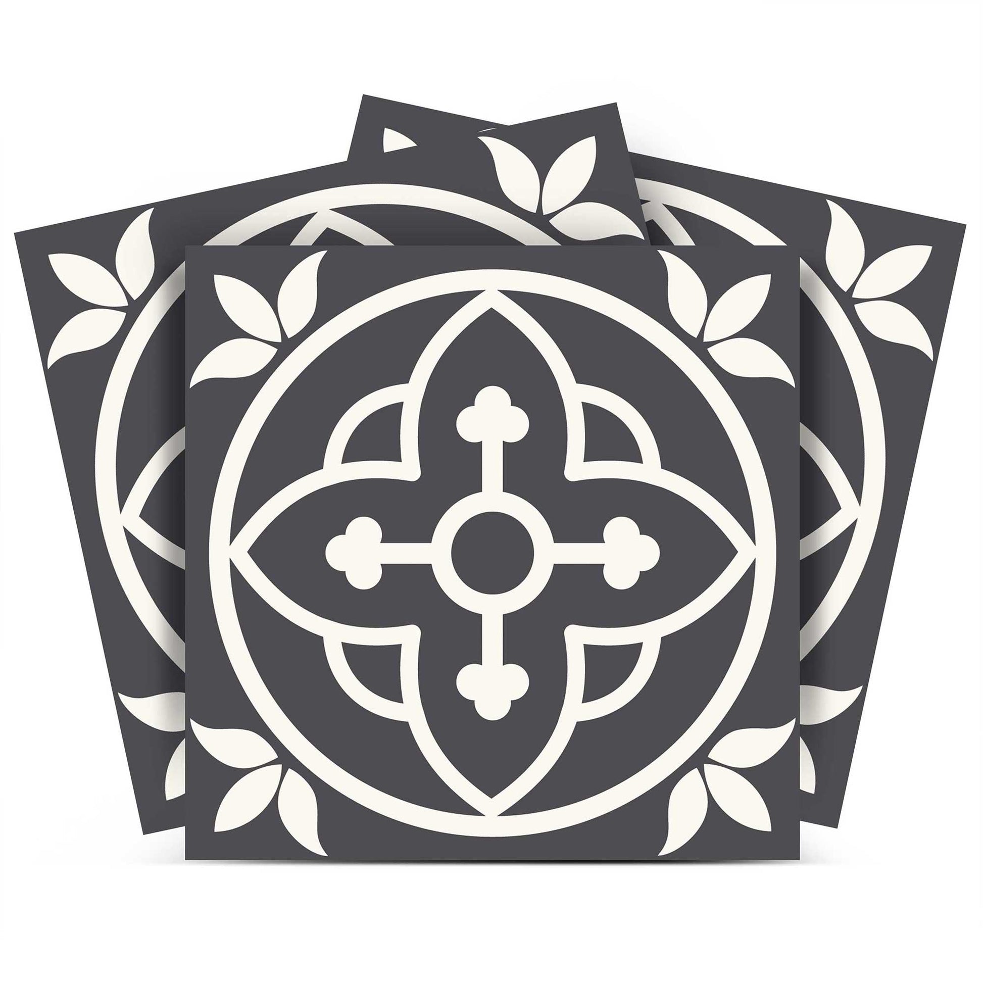 4" X 4" Tulipa Gray and White Peel and Stick Removable Tiles HomeRoots