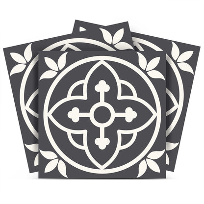 4" X 4" Tulipa Gray and White Peel and Stick Removable Tiles HomeRoots