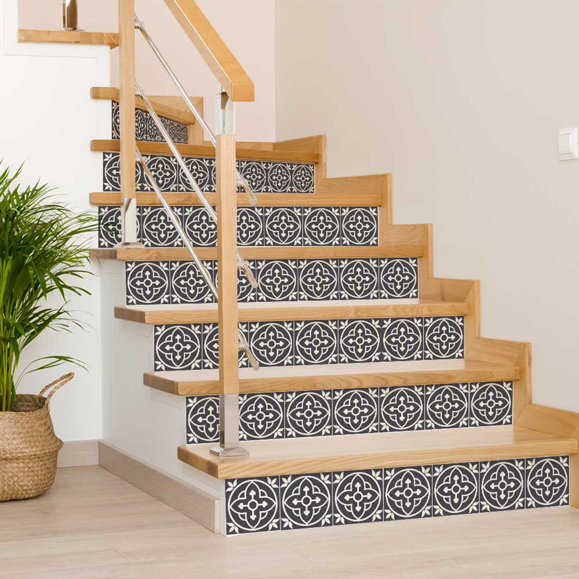 4" X 4" Tulipa Gray and White Peel and Stick Removable Tiles HomeRoots