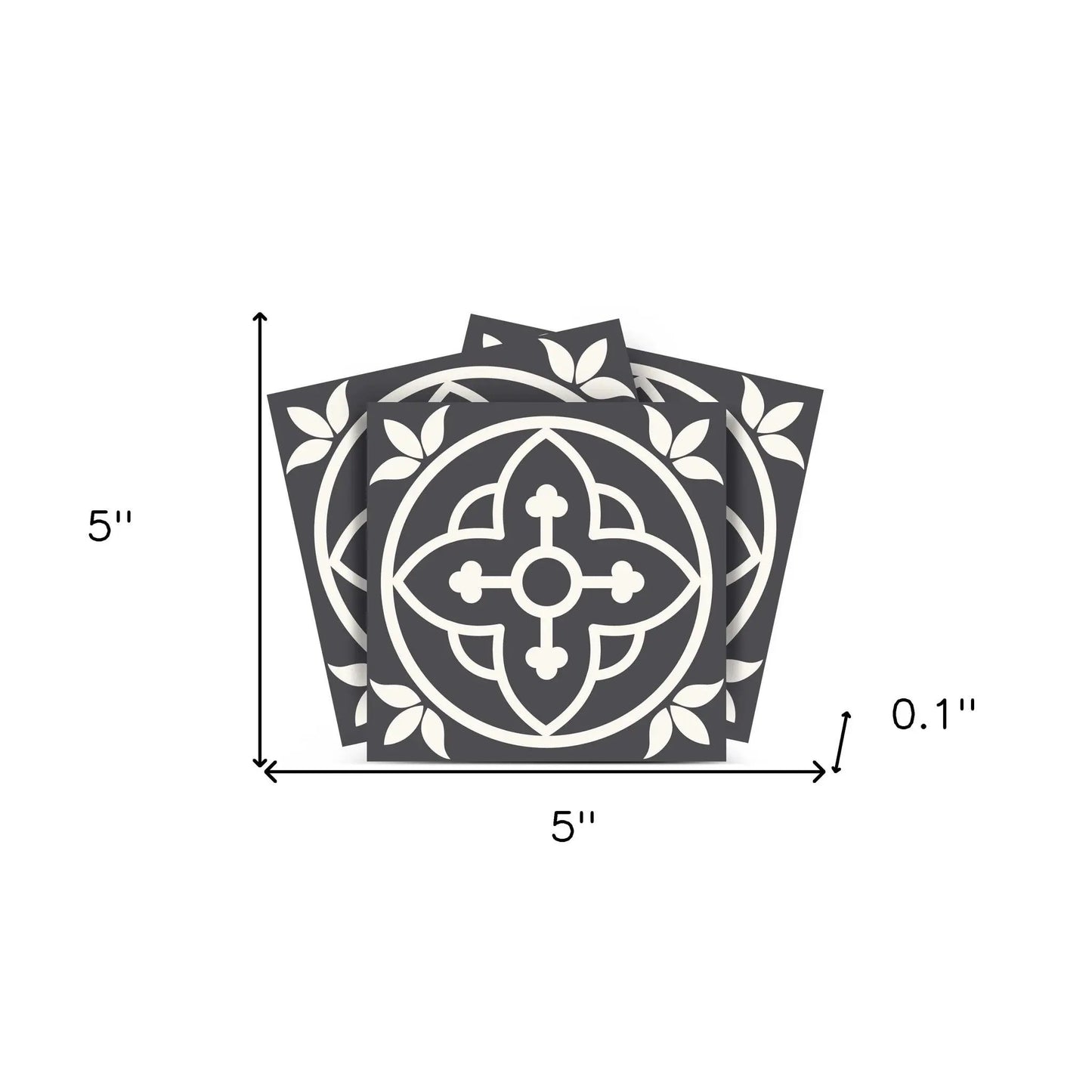 4" X 4" Tulipa Gray and White Peel and Stick Removable Tiles HomeRoots