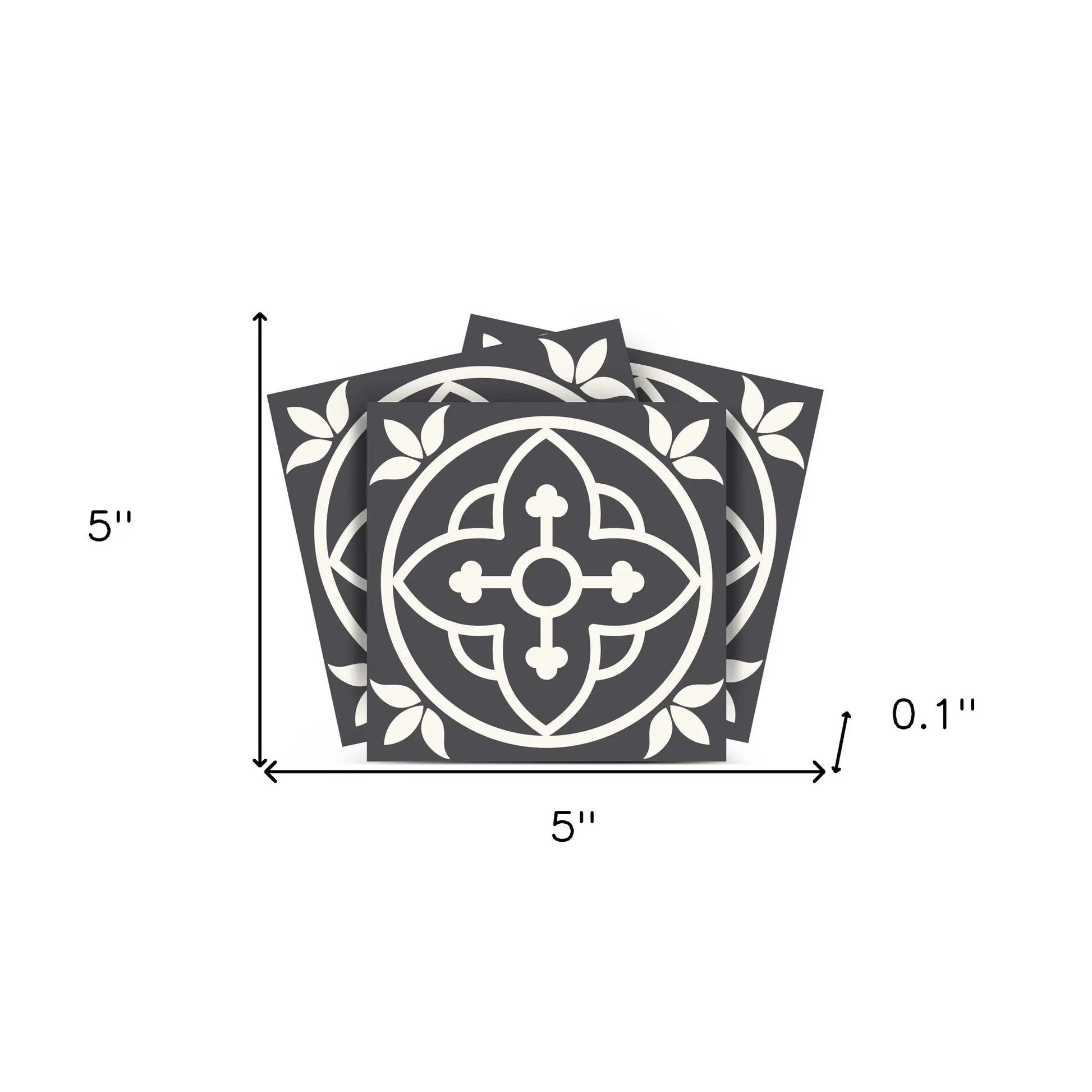 4" X 4" Tulipa Gray and White Peel and Stick Removable Tiles HomeRoots