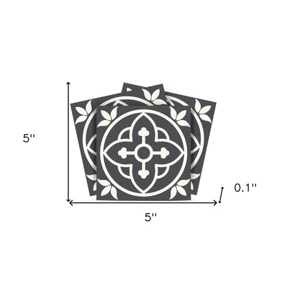 4" X 4" Tulipa Gray and White Peel and Stick Removable Tiles HomeRoots