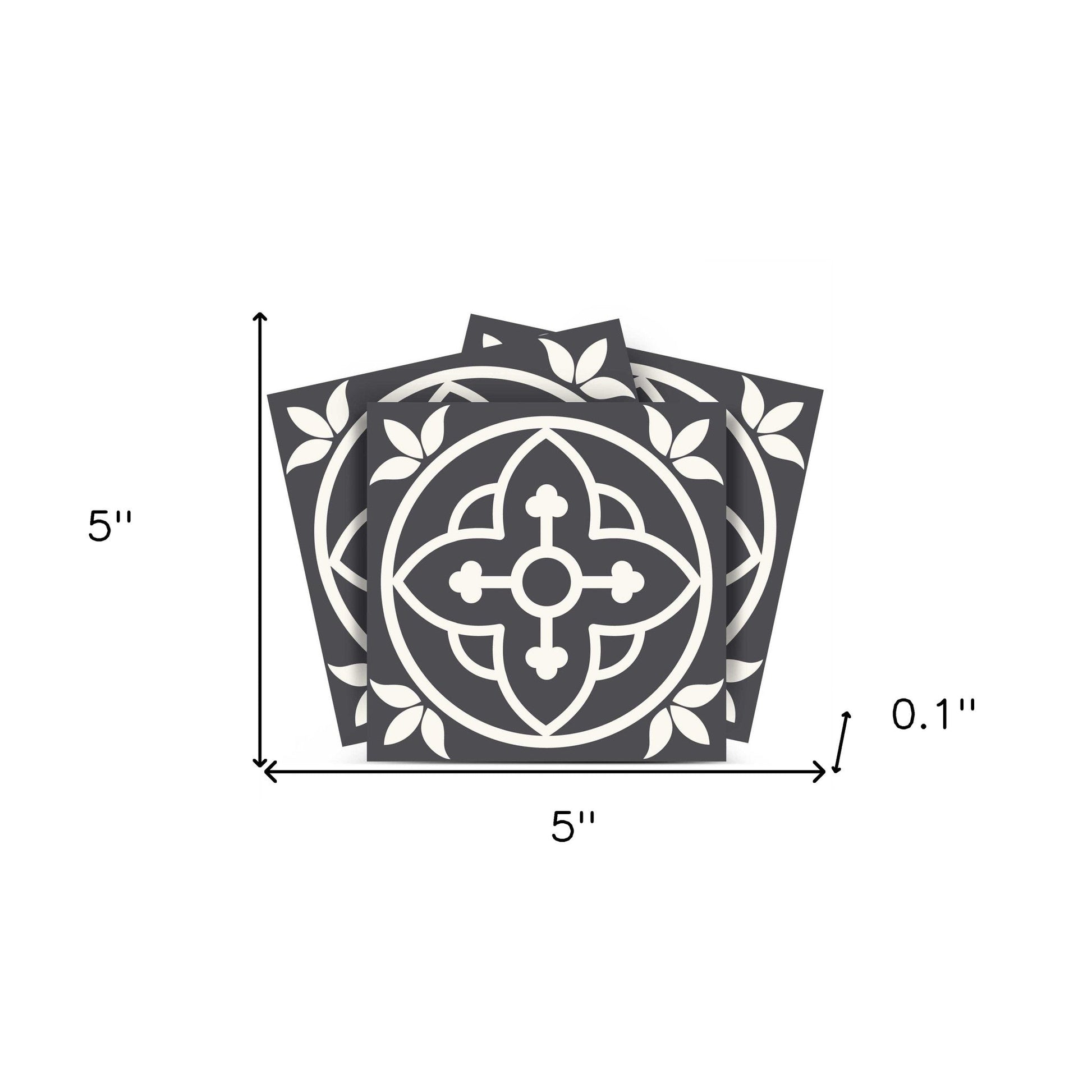 4" X 4" Tulipa Gray and White Peel and Stick Removable Tiles HomeRoots