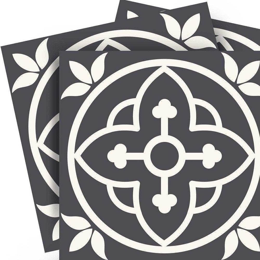 4" X 4" Tulipa Gray and White Peel and Stick Removable Tiles HomeRoots