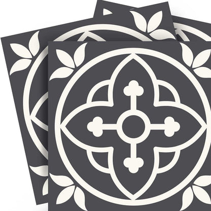 4" X 4" Tulipa Gray and White Peel and Stick Removable Tiles HomeRoots