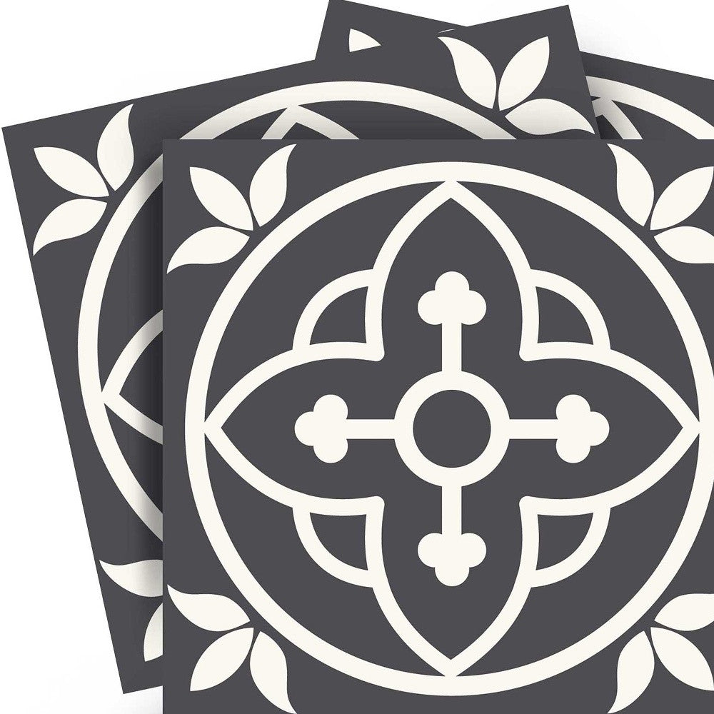 4" X 4" Tulipa Gray and White Peel and Stick Removable Tiles HomeRoots