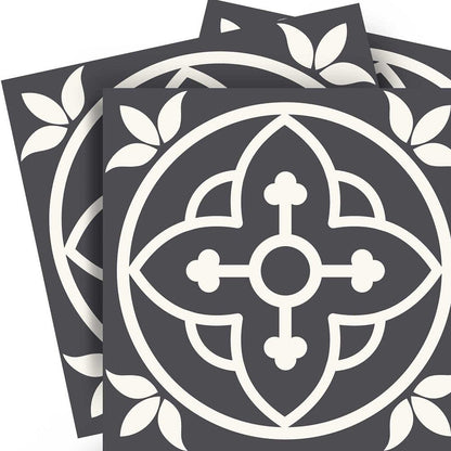 4" X 4" Tulipa Gray and White Peel and Stick Removable Tiles HomeRoots