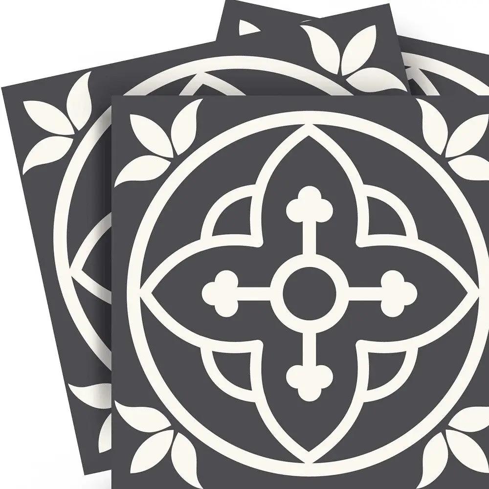 4" X 4" Tulipa Gray and White Peel and Stick Removable Tiles HomeRoots