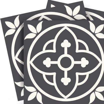 4" X 4" Tulipa Gray and White Peel and Stick Removable Tiles HomeRoots