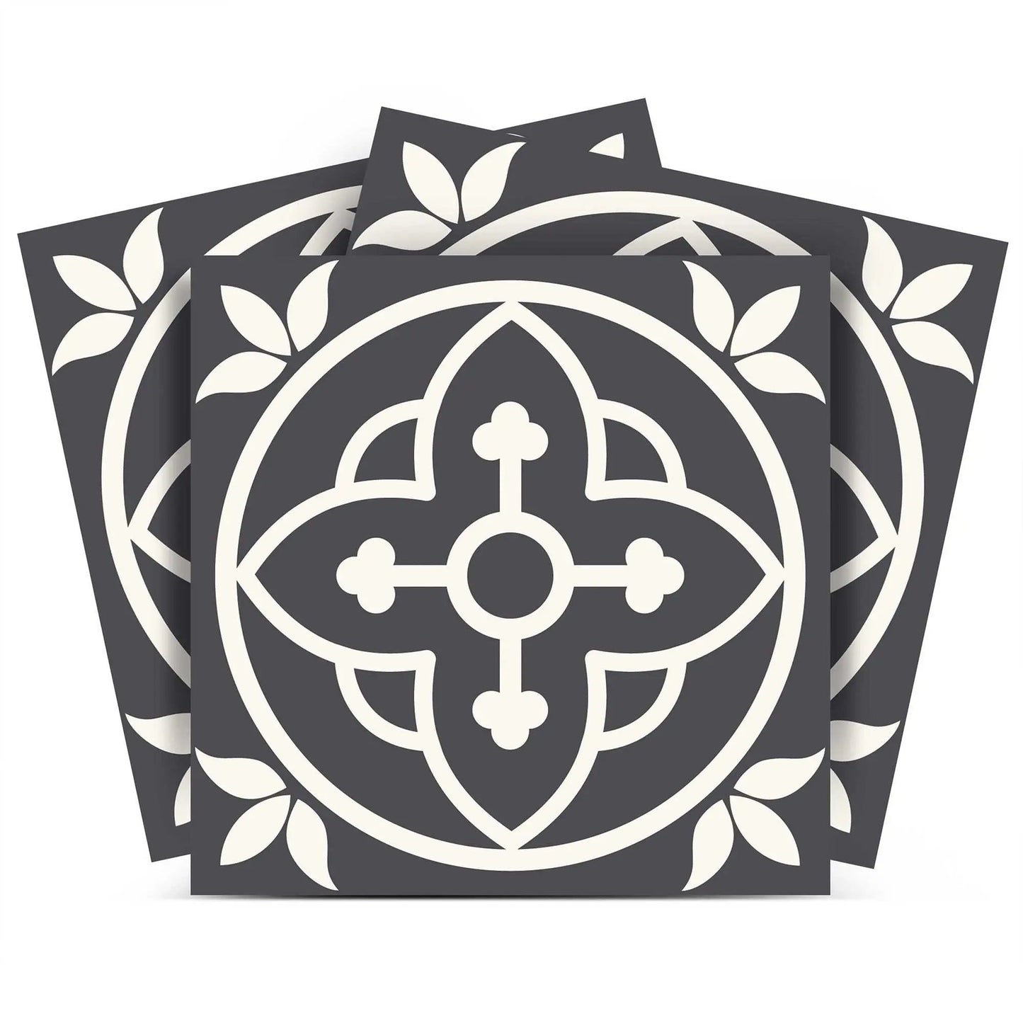 4" X 4" Tulipa Gray and White Peel and Stick Removable Tiles HomeRoots