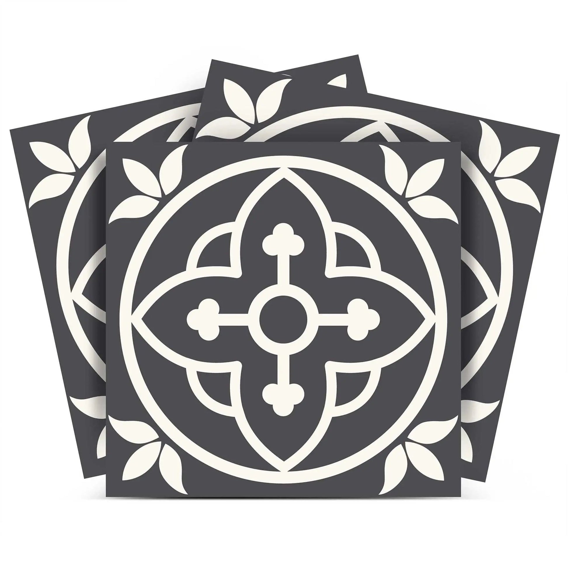 4" X 4" Tulipa Gray and White Peel and Stick Removable Tiles HomeRoots