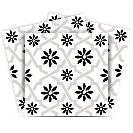 7" x 7" Black And White Vinyl Peel And Stick Removable Tiles HomeRoots