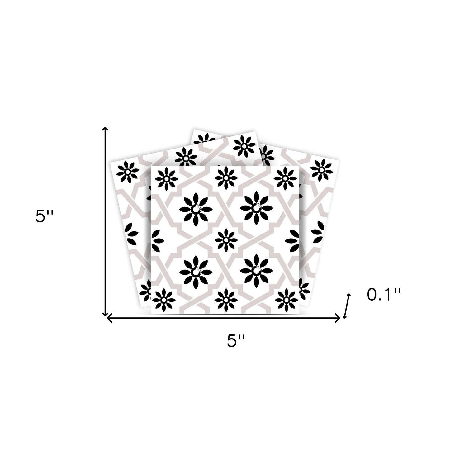 4" X 4" Black and White Lil Daisy Peel and Stick Removable Tiles HomeRoots