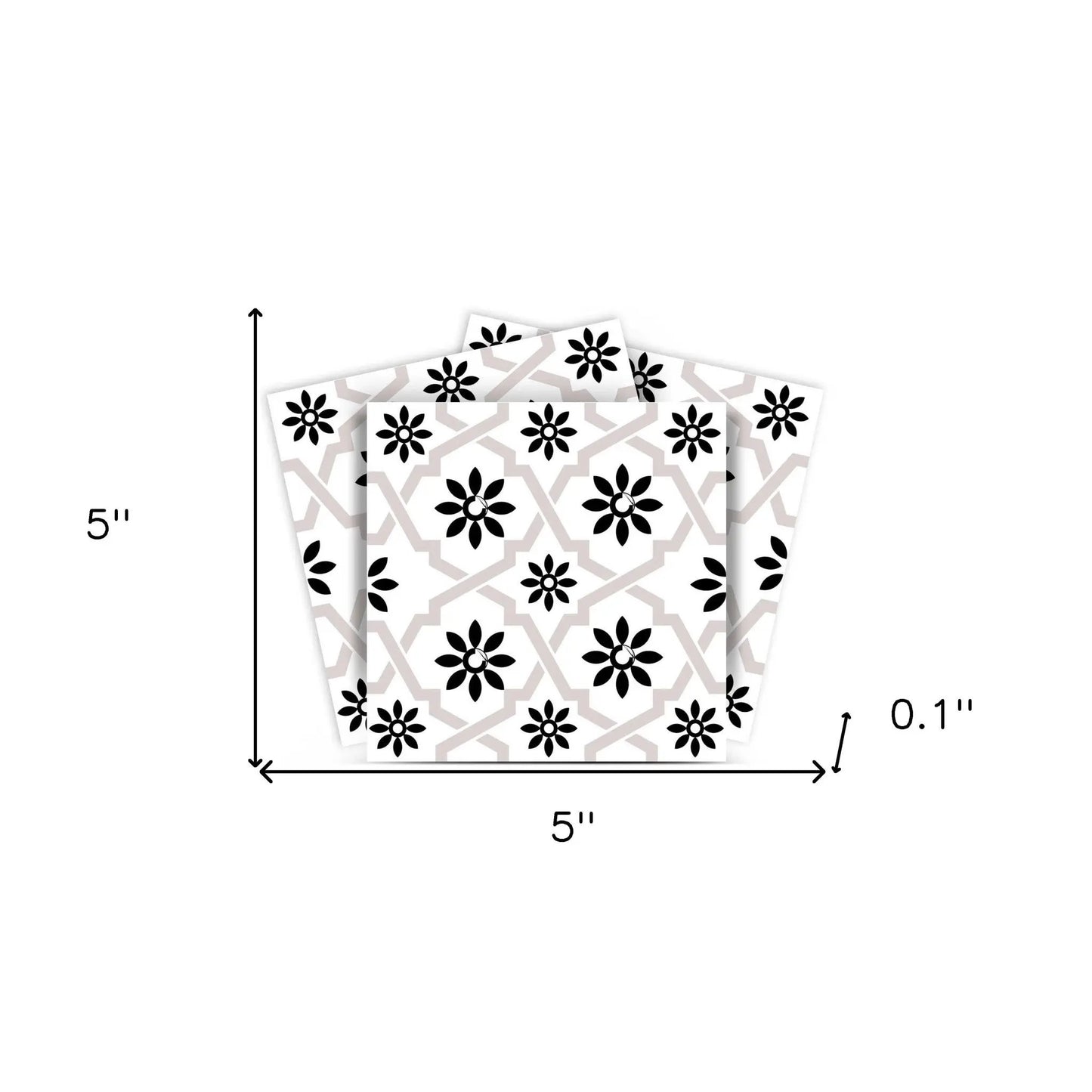 4" X 4" Black and White Lil Daisy Peel and Stick Removable Tiles HomeRoots