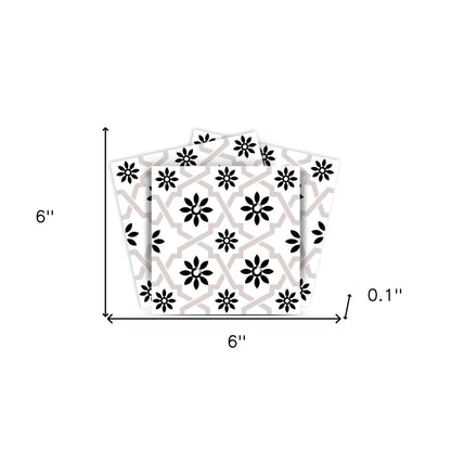 4" X 4" Black and White Lil Daisy Peel and Stick Removable Tiles HomeRoots