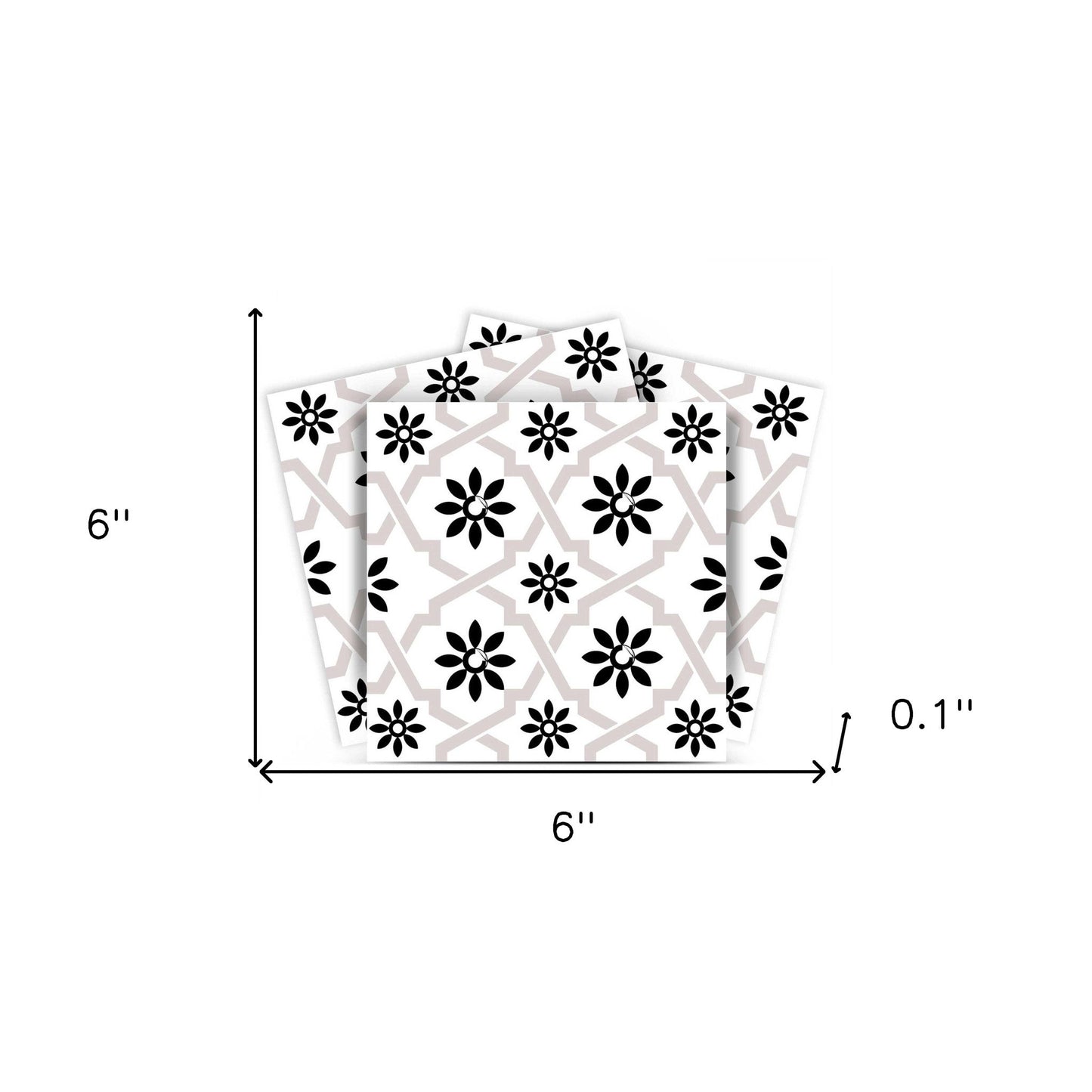 4" X 4" Black and White Lil Daisy Peel and Stick Removable Tiles HomeRoots