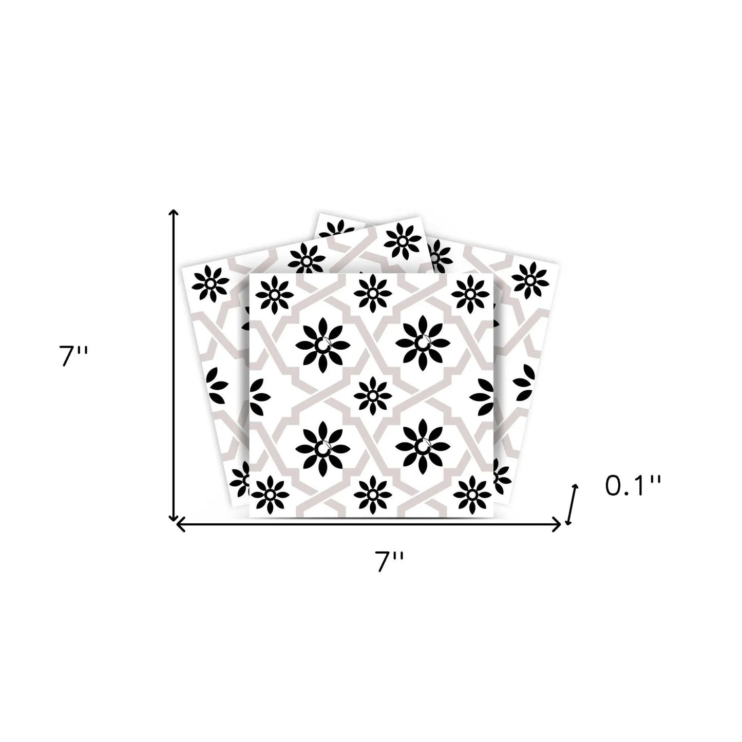 4" X 4" Black and White Lil Daisy Peel and Stick Removable Tiles HomeRoots