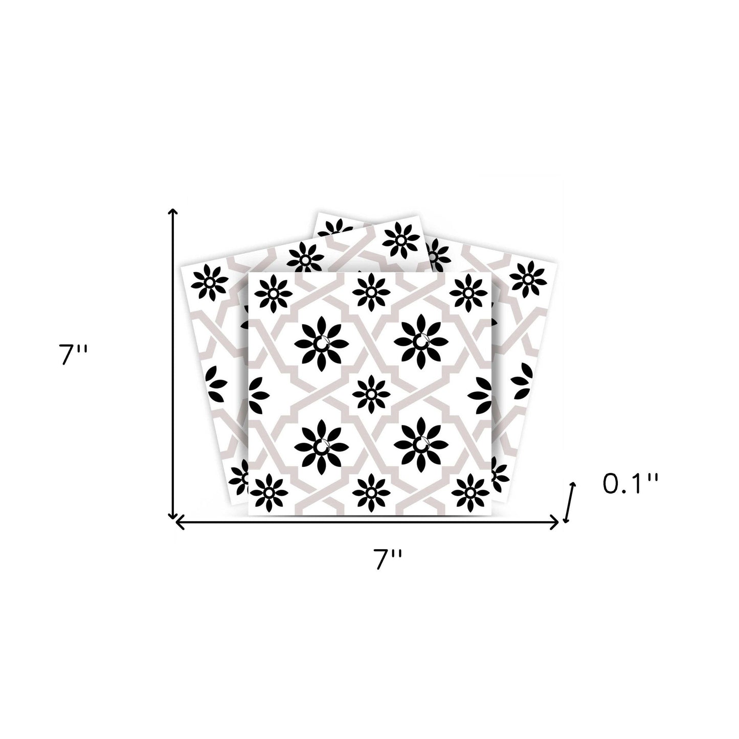 4" X 4" Black and White Lil Daisy Peel and Stick Removable Tiles HomeRoots