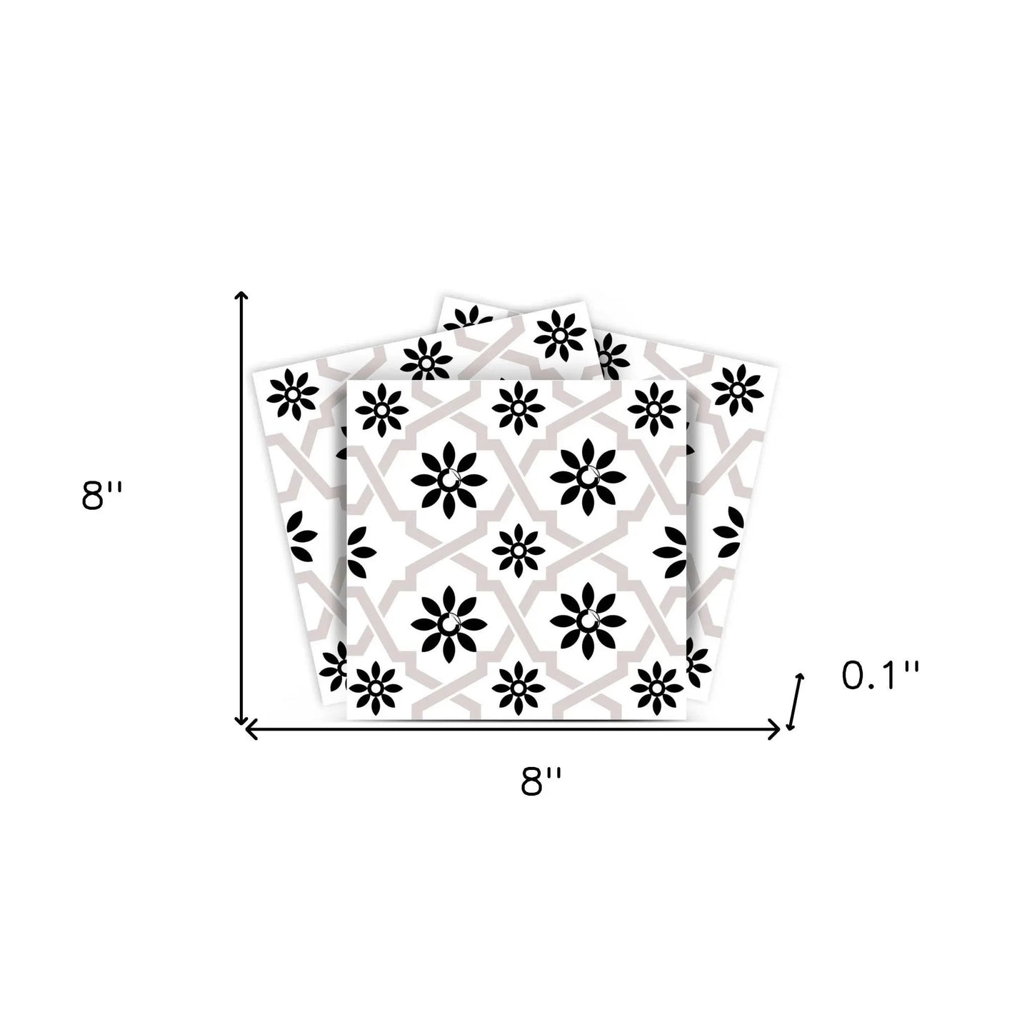 4" X 4" Black and White Lil Daisy Peel and Stick Removable Tiles HomeRoots