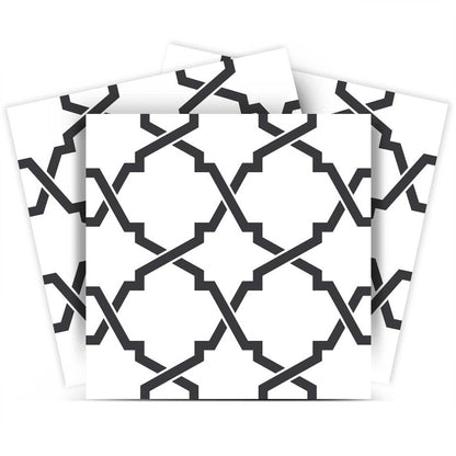 4" X 4" Black and White Prism Peel and Stick Removable Tiles HomeRoots