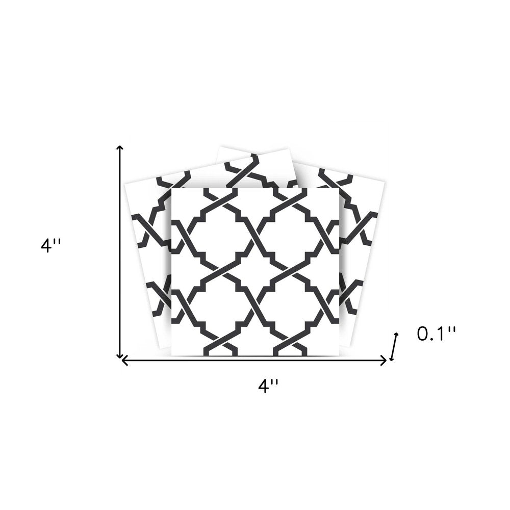 4" X 4" Black and White Prism Peel and Stick Removable Tiles HomeRoots