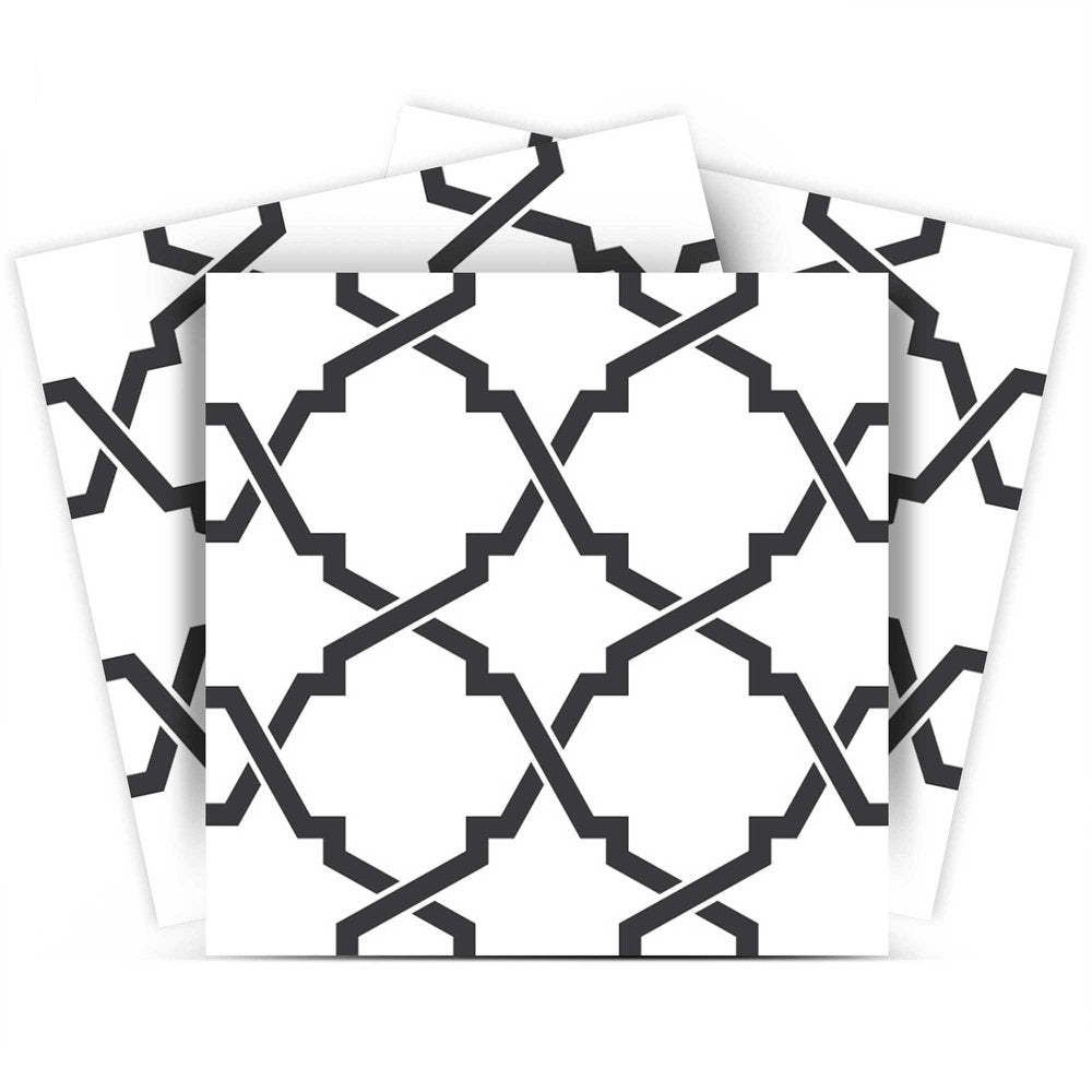 4" X 4" Black and White Prism Peel and Stick Removable Tiles HomeRoots