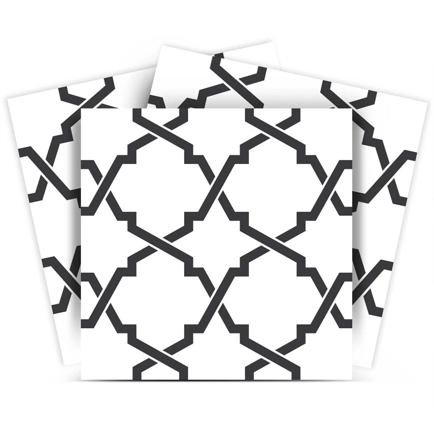 4" X 4" Black and White Prism Peel and Stick Removable Tiles HomeRoots