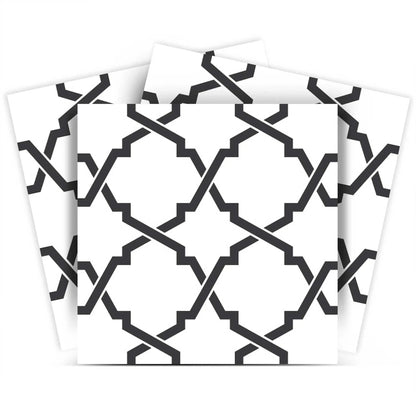 4" X 4" Black and White Prism Peel and Stick Removable Tiles HomeRoots