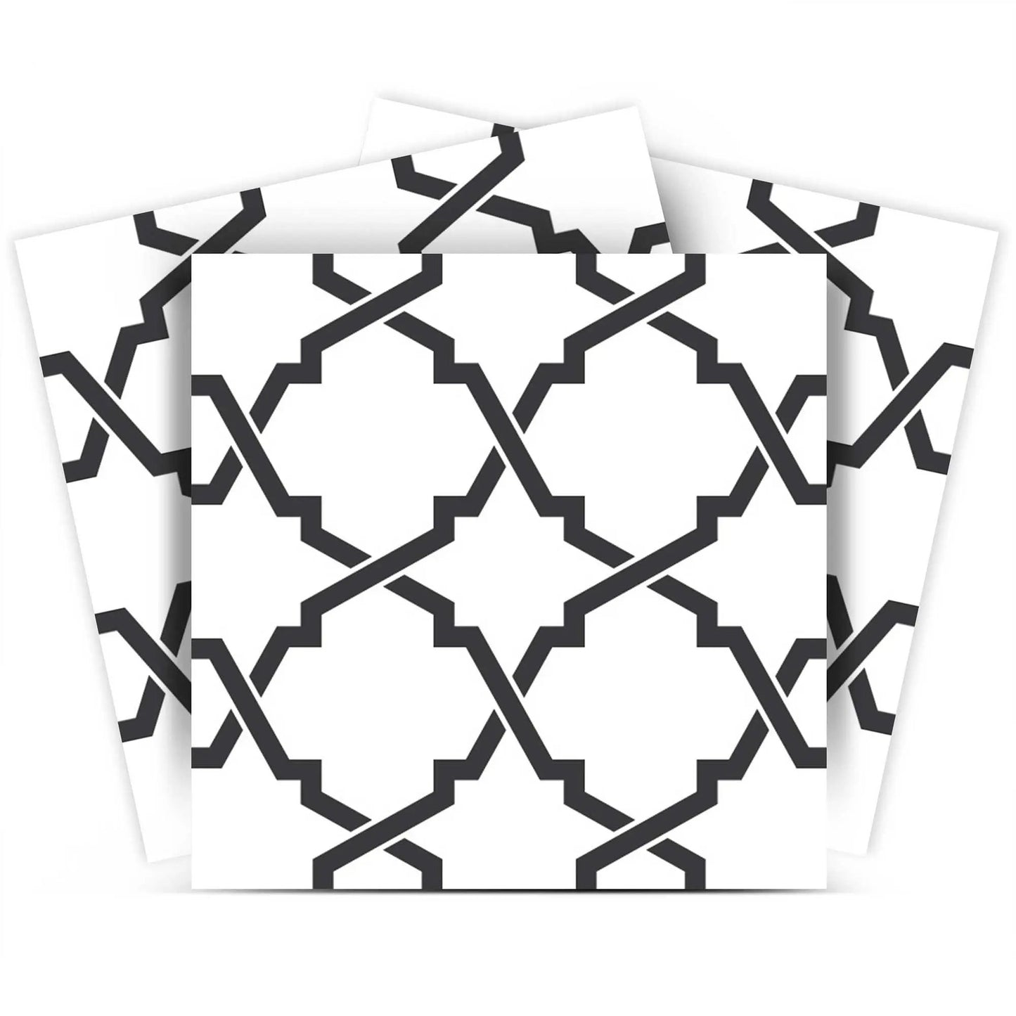 4" X 4" Black and White Prism Peel and Stick Removable Tiles HomeRoots