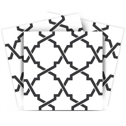 4" X 4" Black and White Prism Peel and Stick Removable Tiles HomeRoots